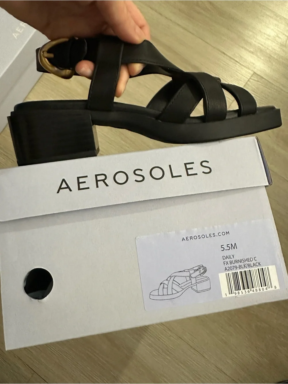 Aerosoles Women's Black Strappy Sandals 5.5